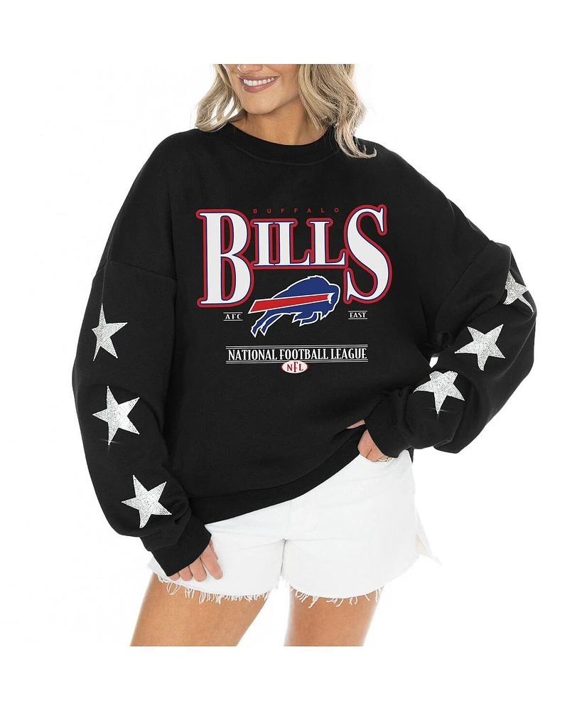 Gameday Couture Women's Black Buffalo Bills Rhinestone Star Sleeve Settle the Score Tri-Blend Pullover