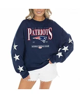 Gameday Couture Women's Navy New England Patriots Rhinestone Star Sleeve Settle the Score Tri-Blend Pullover