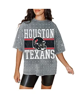 Gameday Couture Women's Gray Houston Texans Oversized Mini Rhinestone Classic T-Shirt