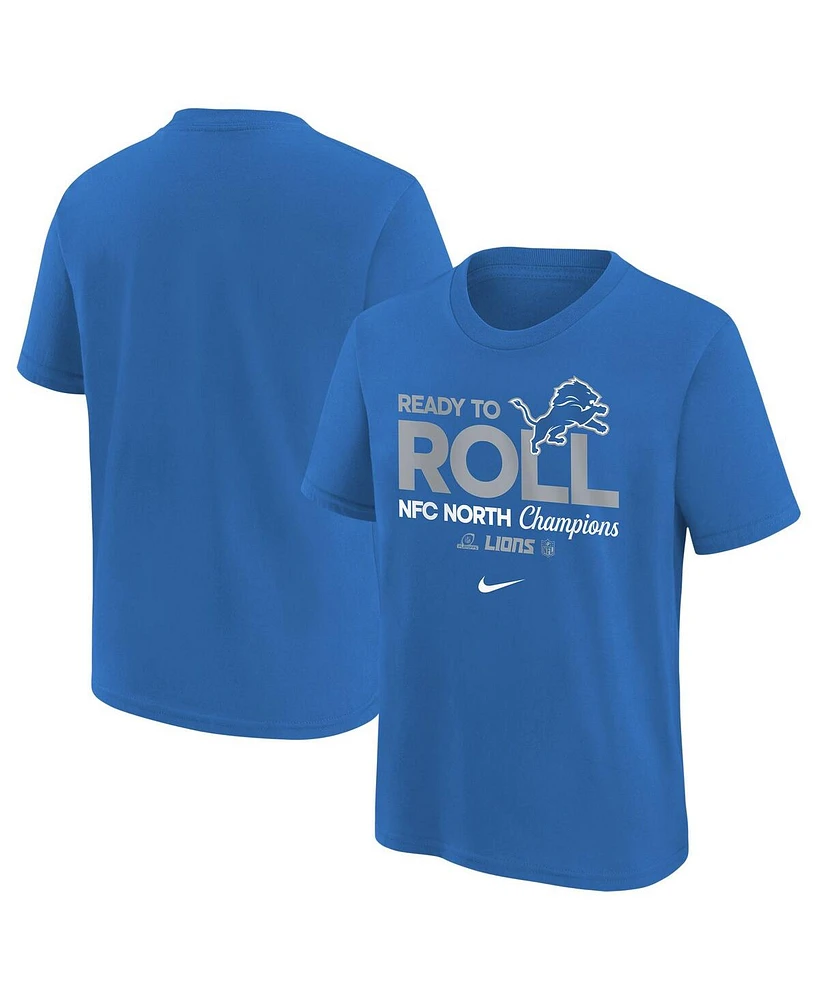 Nike Big Boys and Girls Blue Detroit Lions 2024 Nfc North Division Champions Locker Room Trophy Collection T-Shirt