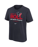 Nike Big Boys and Girls Navy Houston Texans 2024 Afc South Division Champions Locker Room Trophy Collection T-Shirt