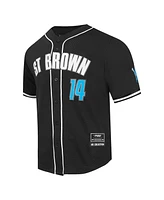 Pro Standard Men's Amon-Ra St. Brown Black Detroit Lions Player Name Number Mesh Button-Up Baseball Shirt