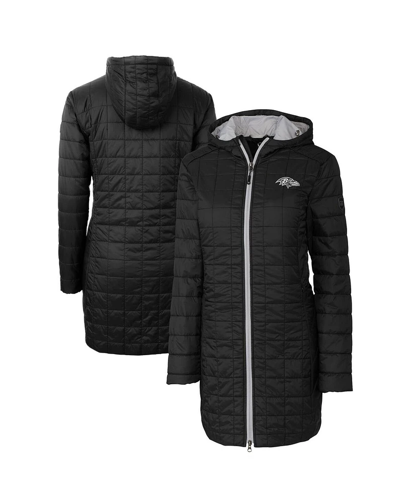 Cutter Buck Women's Black Baltimore Ravens Rainier Eco Insulated Full-Zip Hoodie Long Coat