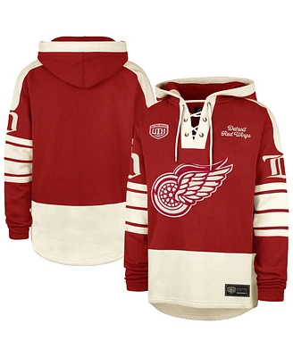 '47 Brand Men's Red Detroit Wings Blue Line Heritage Lacer Pullover Hoodie