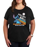 Hybrid Apparel Trendy Plus Size Lilo and Stitch Sports Graphic Crew Neck T-Shirt