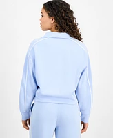 And Now This Petite Piped-Trim Cropped Spread-Collar Sweatshirt, Exclusively at Macy's