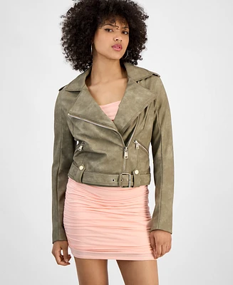 Guess Women's Concetta Faux-Leather Moto Jacket