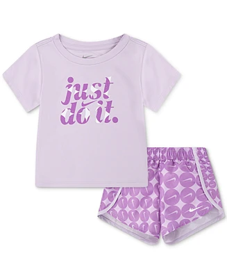 Nike Little Kids Short-Sleeve T-Shirt & Printed Shorts, 2 Piece Set