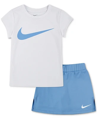 Nike Little Girls 2-Pc. Dri-fit Logo Tee & Scooter Set