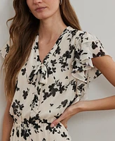 Lauren Ralph Lauren Women's Floral Georgette Tie-Neck Maxidress