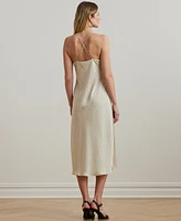 Lauren Ralph Women's Polka-Dot Satin Charmeuse Slip Dress