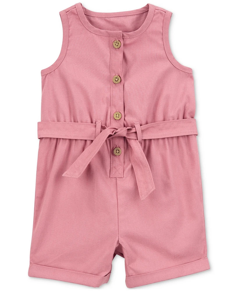 Carter's Baby Girls Sleeveless Cotton Canvas Romper