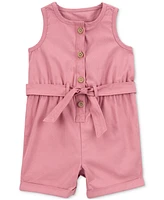 Carter's Baby Girls Sleeveless Cotton Canvas Romper