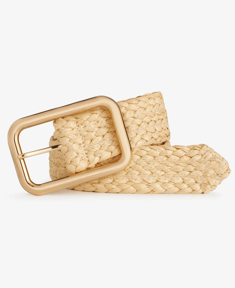 On 34th Chunky Weave Straw Belt, Exclusively at Macy's