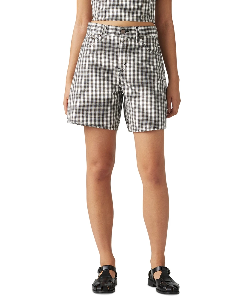 Levi's Premium Women's High-Rise Check-Print Baggy Shorts