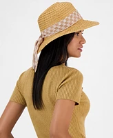 Giani Bernini Straw Panama Hat with Logo Scarf Tie, Exclusively at Macy's