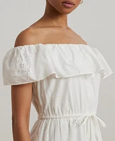 Lauren Ralph Women's Cotton Off-the-Shoulder Tiered Dress