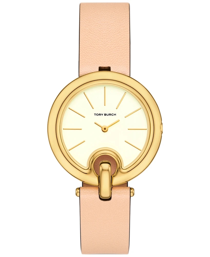 Tory Burch Women's The Pierced Brown Leather Strap Watch 36mm