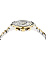 Versace Men's Swiss Chronograph Greca Chrono Wave Two-Tone Stainless Steel Bracelet Watch 43mm