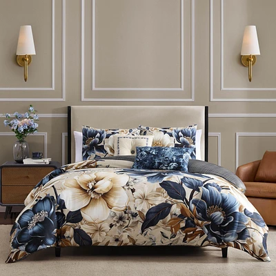 Bebejan English Manor Bedding 100% Cotton Sateen 5 Piece Queen Size Reversible Comforter Set
