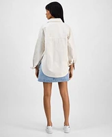Calvin Klein Jeans Sleeveless Denim Shift Dress Oversized Utility Shirt