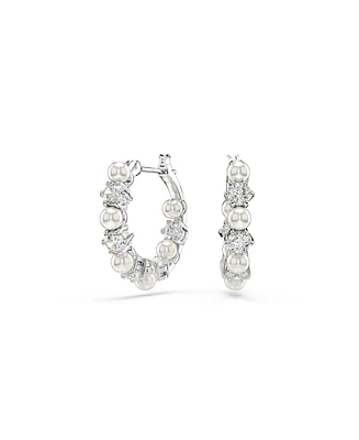 Swarovski Matrix Rhodium Plated Round Cut Hoop Earrings