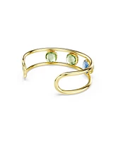 Swarovski Chroma Cushion Cut Green Gold-Tone Plated Cuff Bracelet