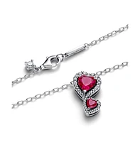 Pandora Red Halo Hearts Pendant Necklace