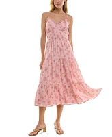 Trixxi Juniors' Floral-Print Tiered Midi Dress