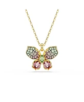 Swarovski Idyllia Mixed Cuts Pave Butterfly Multicolored Mixed Metal Finish Pendant Necklace