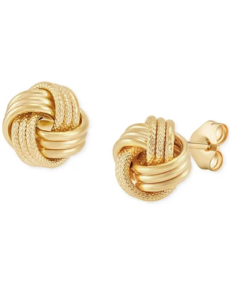 Italian Gold Polished Triple Swirl Love Knot Stud Earrings in 14k Gold