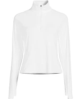 Lands' End Women's Long SunShade Upf 50 Sleeve Quarter Zip Rash Guard