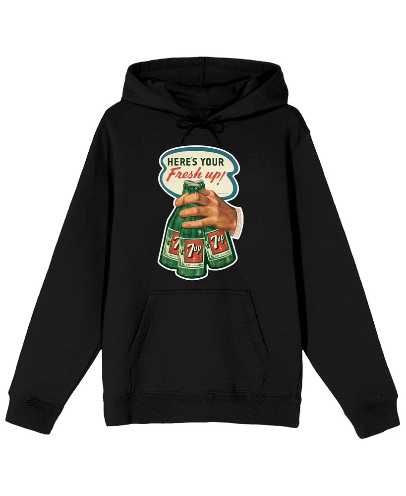 7UP Here's Your Fresh Up Long Sleeve Black Adult Hooded Sweatshirt