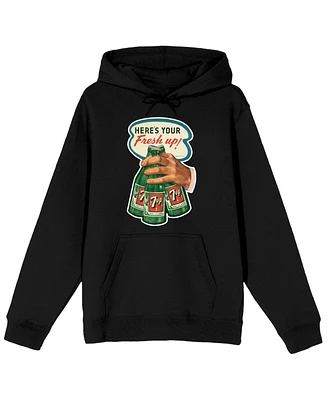 7UP Big & Tall Here's Your Fresh Up Long Sleeve Black Adult Hooded Sweatshirt-4XL