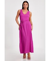 Quiz Women's V Neck Maxi Dress With Tie Belt Detail