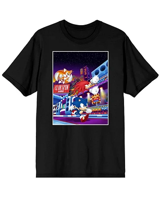 Sonic Mania Game Tails, Sonic, Knuckles the Echidna Men's Black Graphic Tee