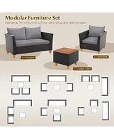Gymax Pcs Wicker Patio Furniture Set w/ Removable Cushions Storage Coffee Table