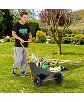 Dual-Wheel Wheelbarrow Garden Utility Cart with Pneumatic Tires for Easy Transport and Outdoor Tasks