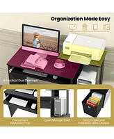 Space-Saving Computer Desk with Pull-Out Keyboard Tray for Efficient and Organized Workspace