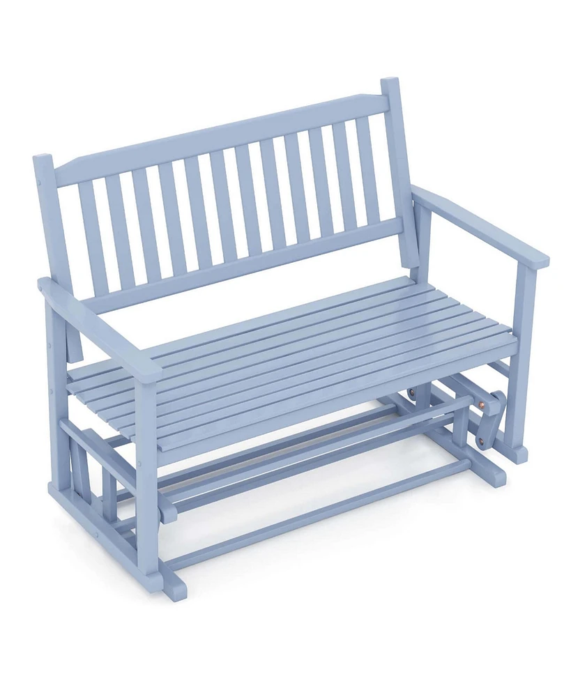 Patio Glider Loveseat Chair Swing Rocking Bench with Slatted Seat & Curved Backrest