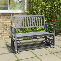 Patio Glider Loveseat Chair Swing Rocking Bench with Slatted Seat & Curved Backrest