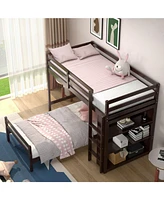Space-Saving Loft Bunk Bed with Storage Bookcase, Ideal for Kids and Teen Bedrooms