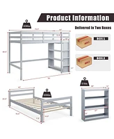 Space-Saving Loft Bunk Bed with Storage Bookcase, Ideal for Kids and Teen Bedrooms