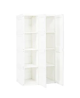 Foldable Armoire Wardrobe Closet with 8 Cubby Storage for Compact and Organized Clothing Storage