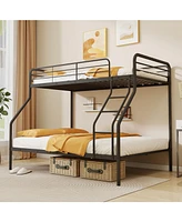 Sturdy Over Bunk Bed with Ladder and Full-Length Safety Rails