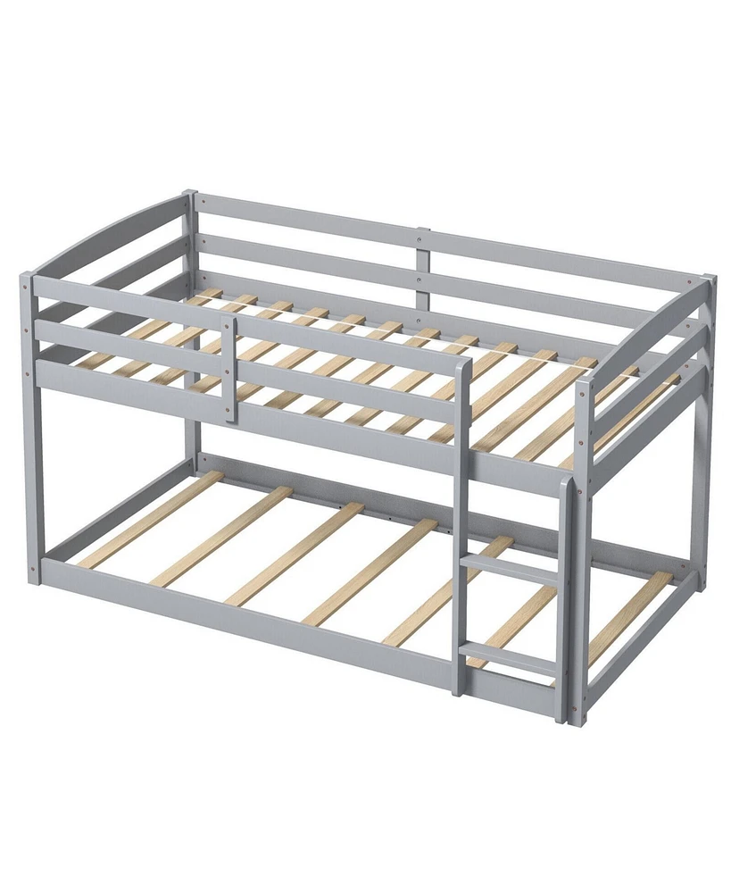 Bunk Bed with High Guardrails and Integrated Ladder