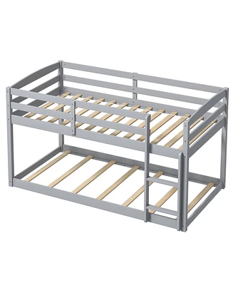 Bunk Bed with High Guardrails and Integrated Ladder