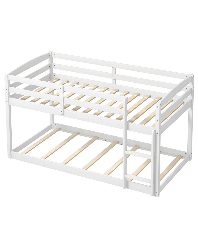 Bunk Bed with High Guardrails and Integrated Ladder