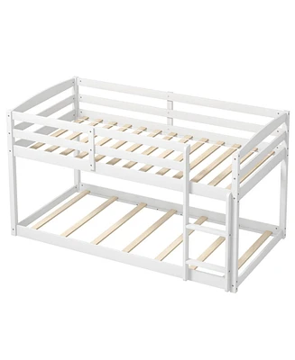 Bunk Bed with High Guardrails and Integrated Ladder