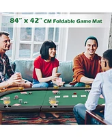 Portable 84 x 42 Inch 10-Player Foldable Padded Poker Table Top-Green